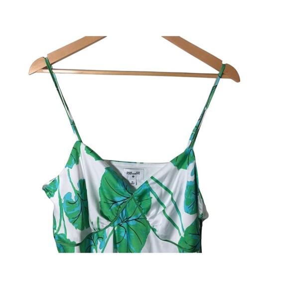 Diane Von Furstenberg Top Women's Size XL White Green Tropical Spaghetti Strap - Picture 3 of 8